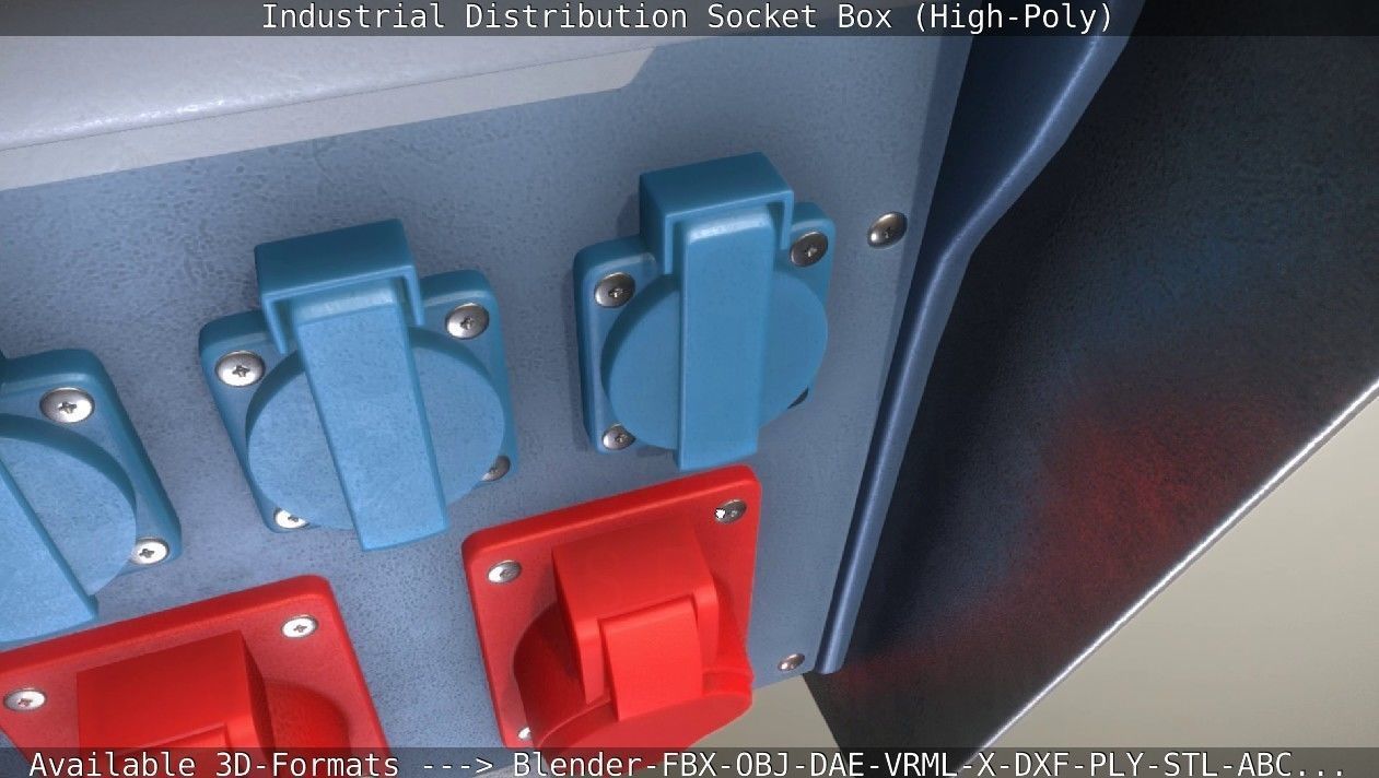 Industrial Distribution Socket Box High-Poly 3D model_9