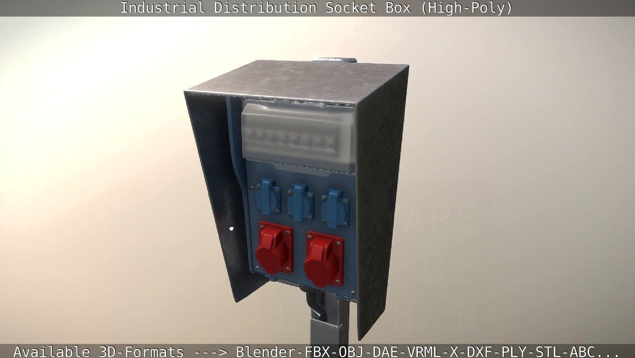Industrial Distribution Socket Box High-Poly 3D model_47