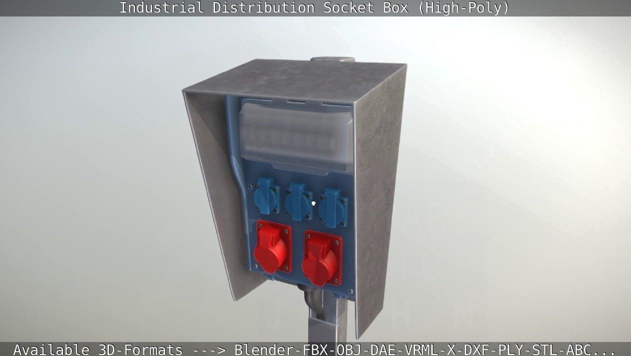 Industrial Distribution Socket Box High-Poly 3D model_46