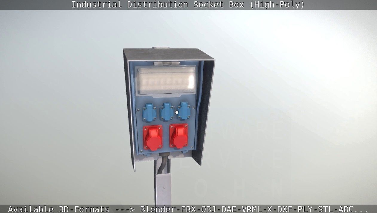 Industrial Distribution Socket Box High-Poly 3D model_60