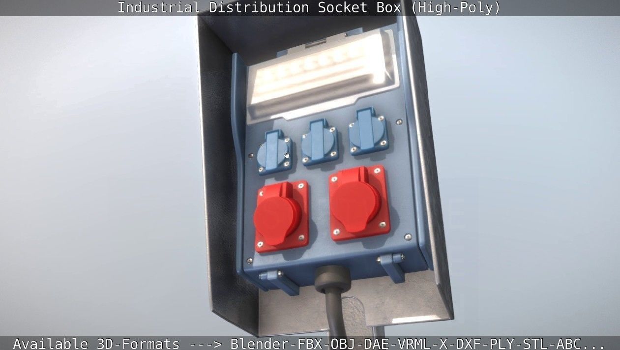 Industrial Distribution Socket Box High-Poly 3D model_8