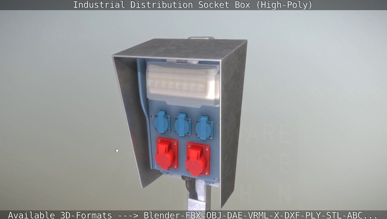 Industrial Distribution Socket Box High-Poly 3D model_23