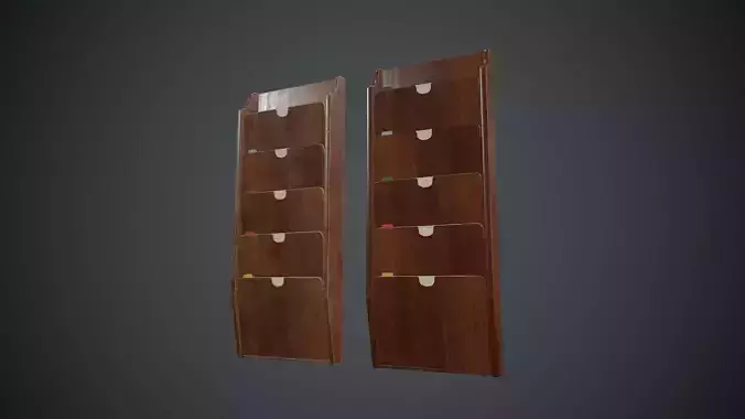Wooden Wall File Holder PBR Game Ready