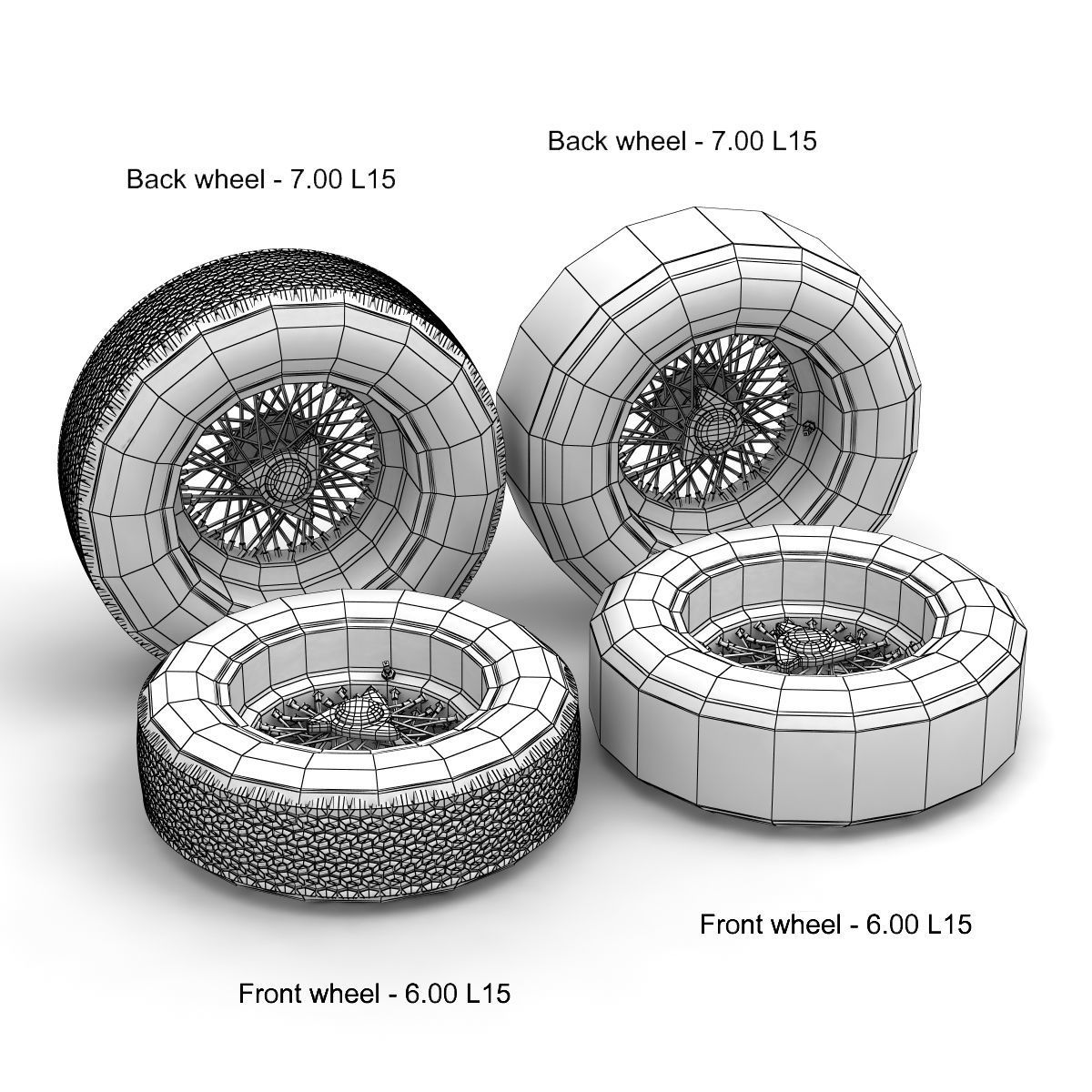 Dunlop CR65 tyres - Borrani rims 3D model_4