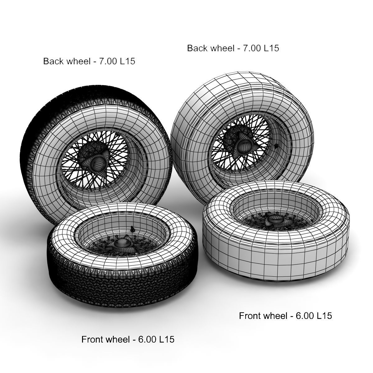 Dunlop CR65 tyres - Borrani rims 3D model_5
