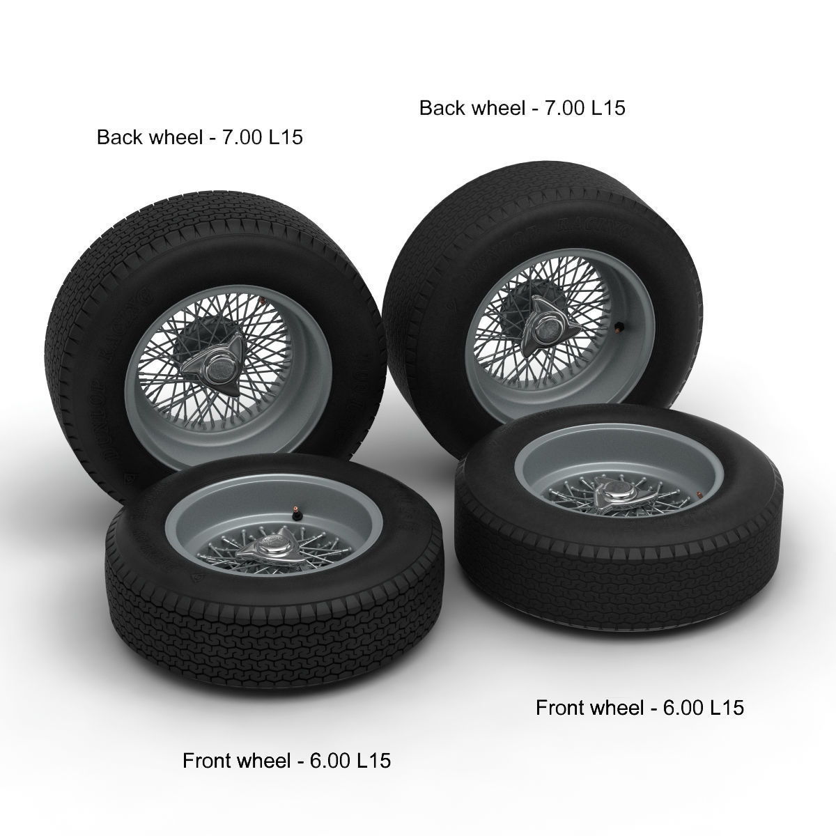 Dunlop CR65 tyres - Borrani rims 3D model_2