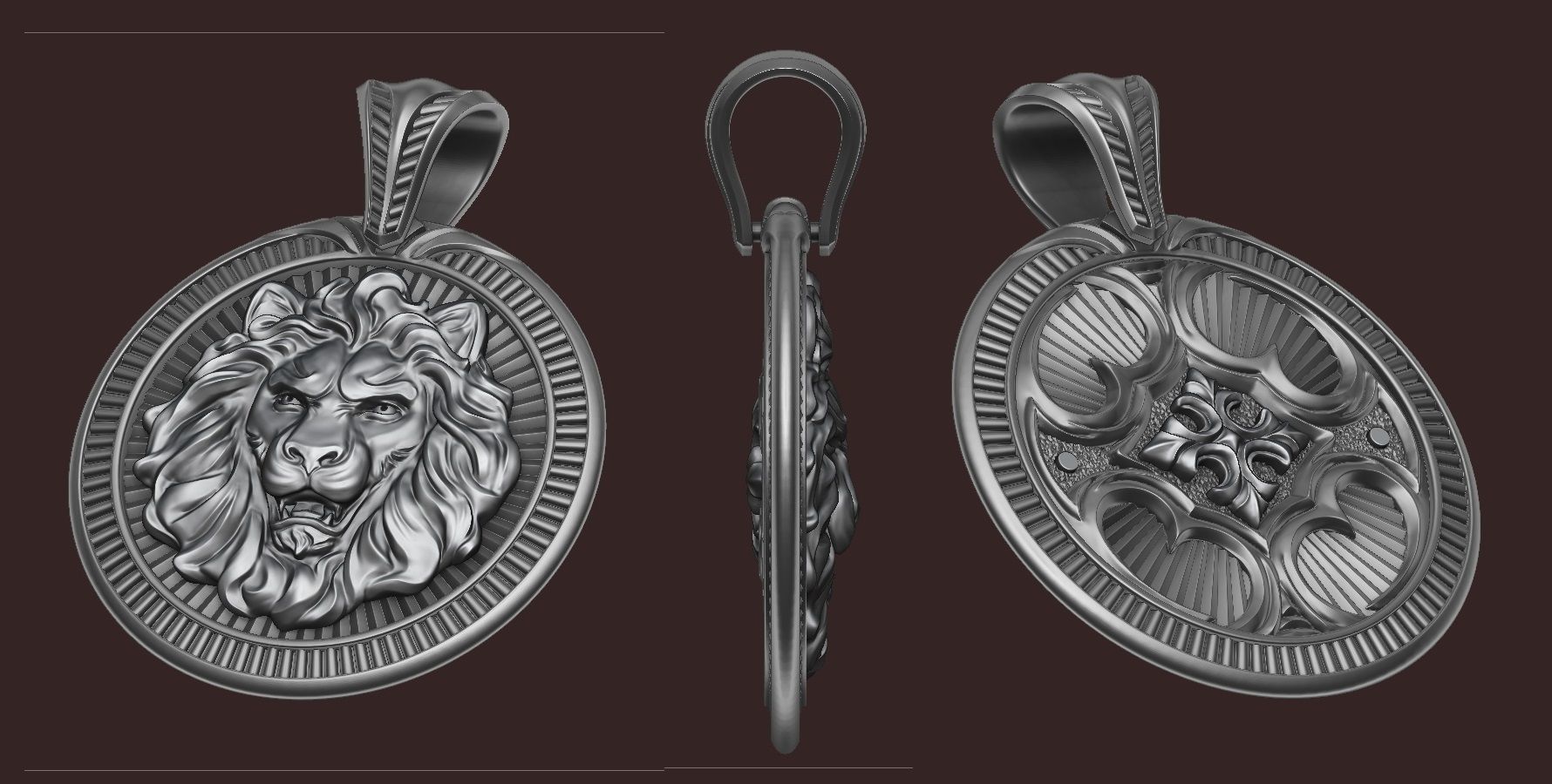 Lion Pendant 3D print model_2