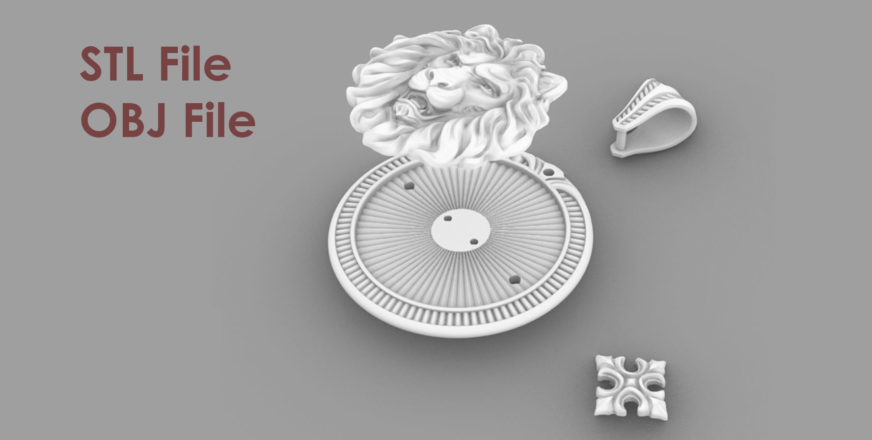 Lion Pendant 3D print model_7