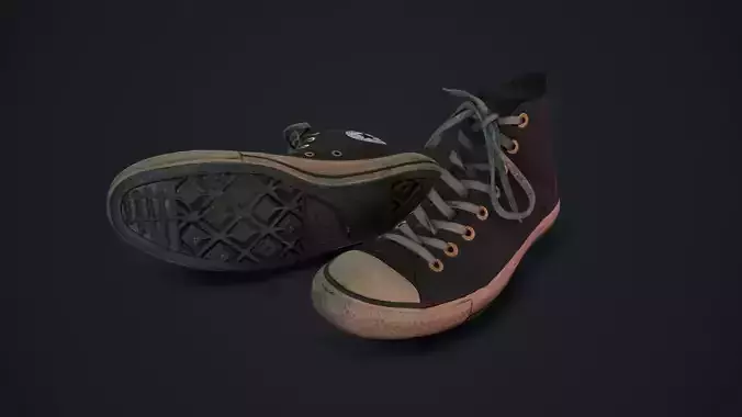 Converse All Star Black 3D model Low-poly 3D model