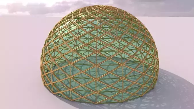 Dome mandala and geodesic like structure with glass enclosure 3D model