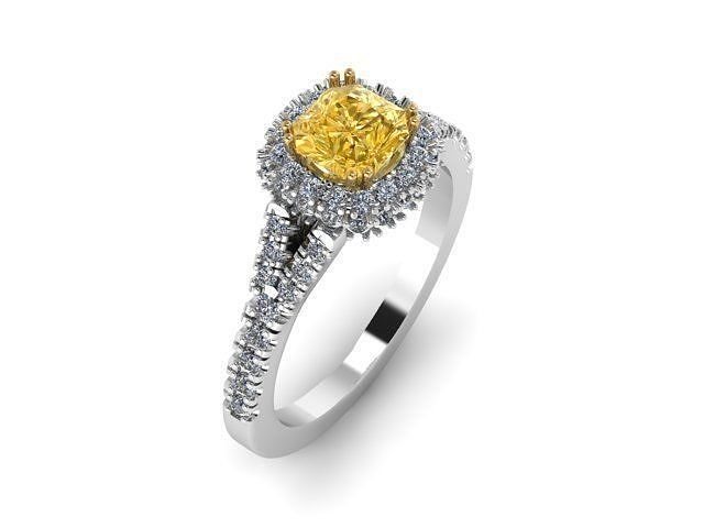 Cushion double halo  diamonds ahlo ring 3D print model