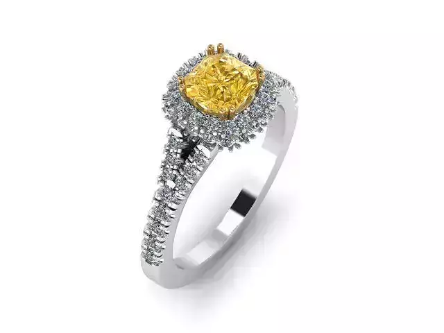 Cushion double halo  diamonds ahlo ring