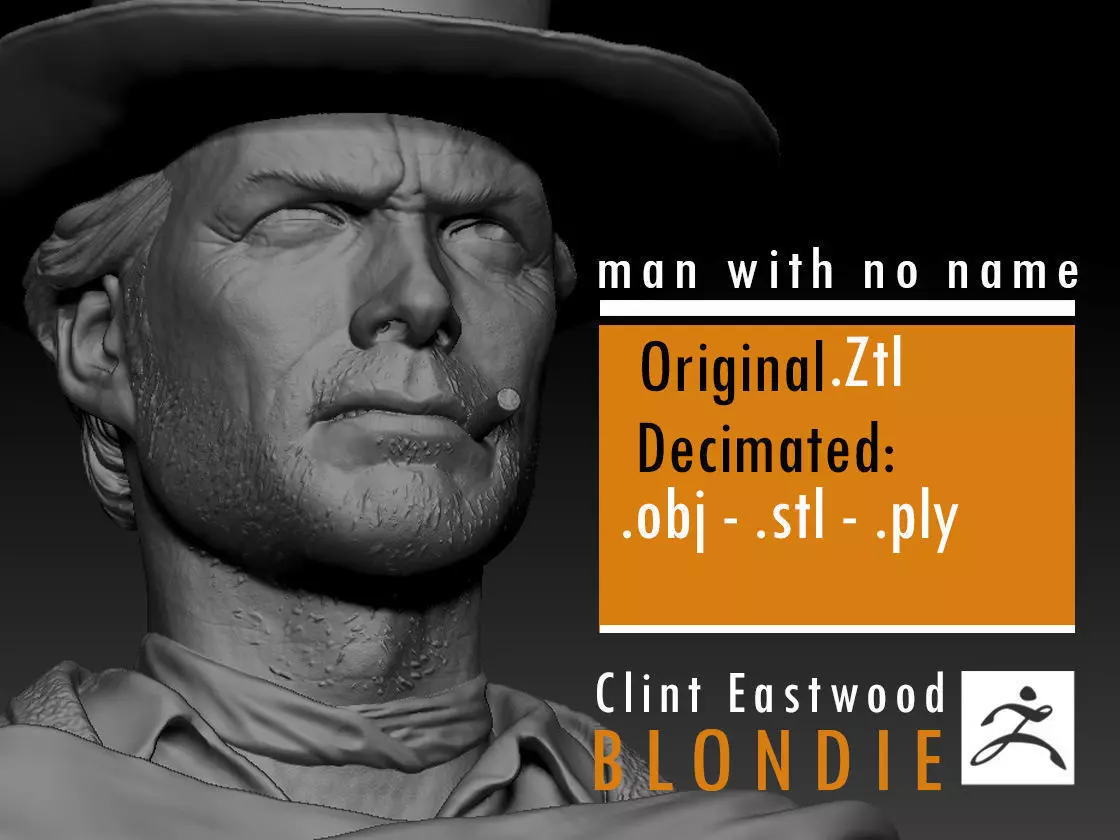 Clint Eastwood young version 3D print model_0