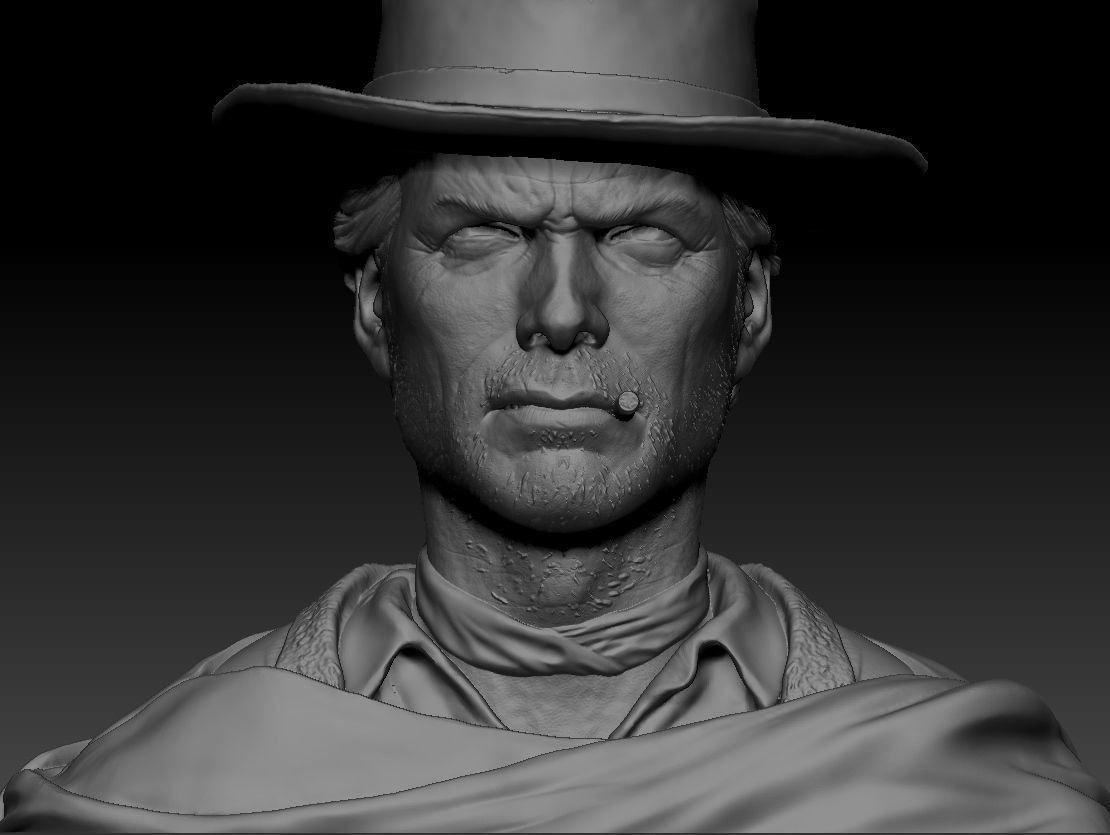 Clint Eastwood young version 3D print model_2
