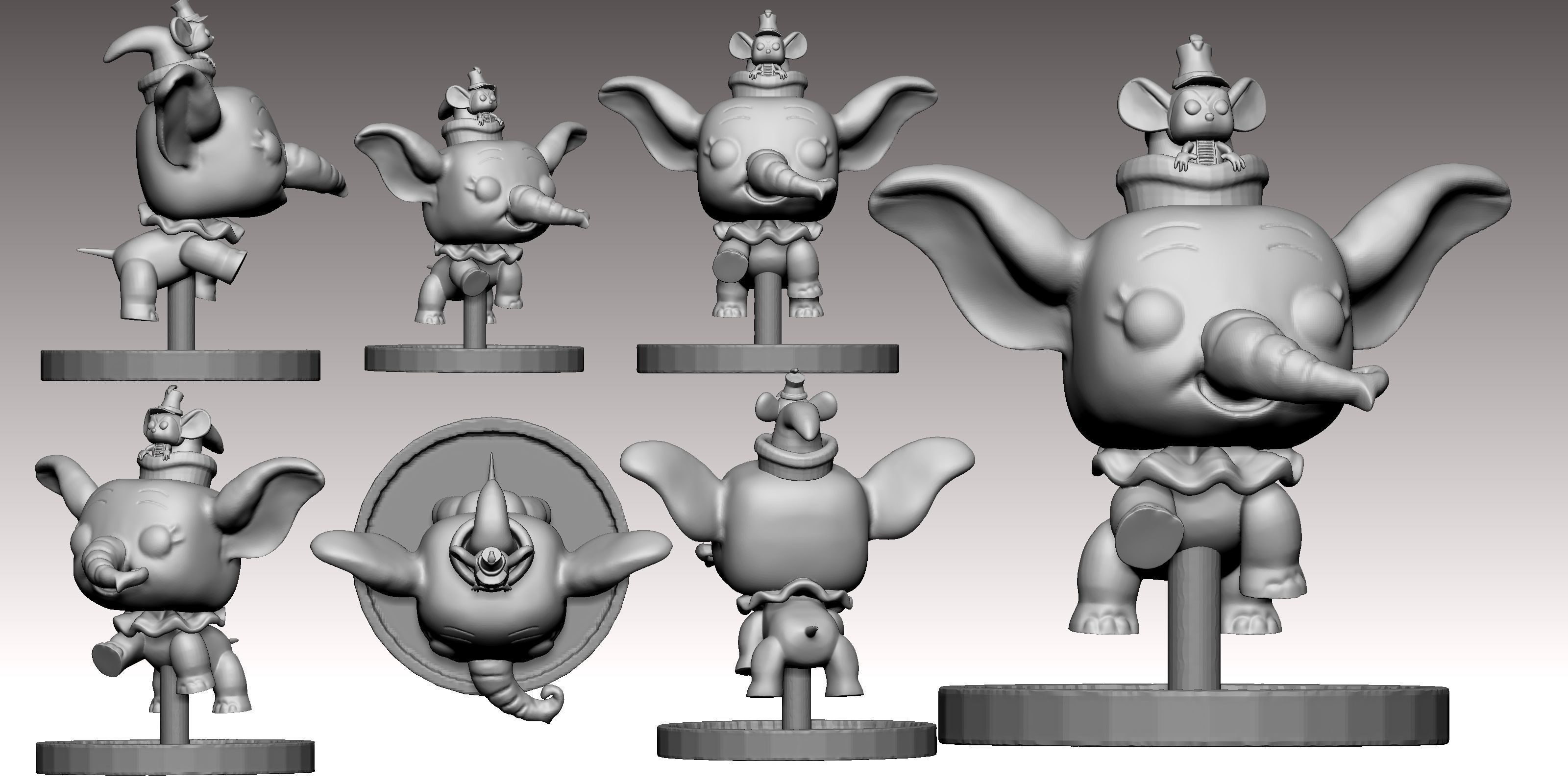 Dumbo PopFunko flying 3D print model_3
