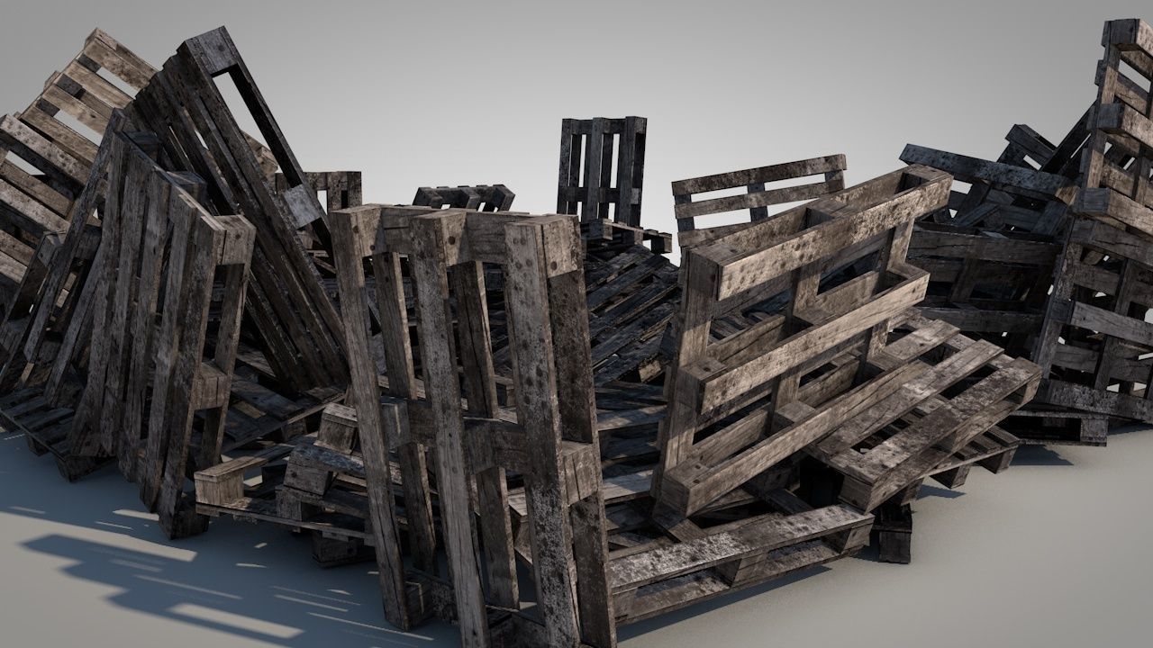 Dirty Wooden Pallets Low-poly 3D model_9