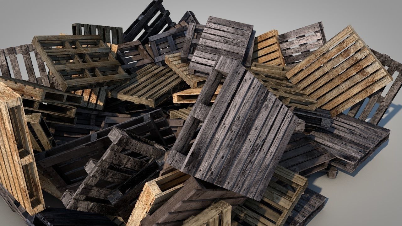 Dirty Wooden Pallets Low-poly 3D model_12