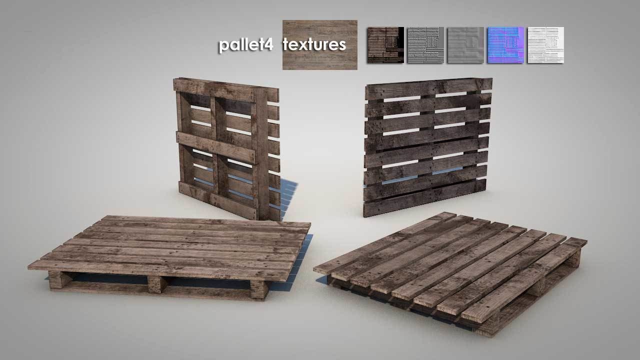 Dirty Wooden Pallets Low-poly 3D model_5