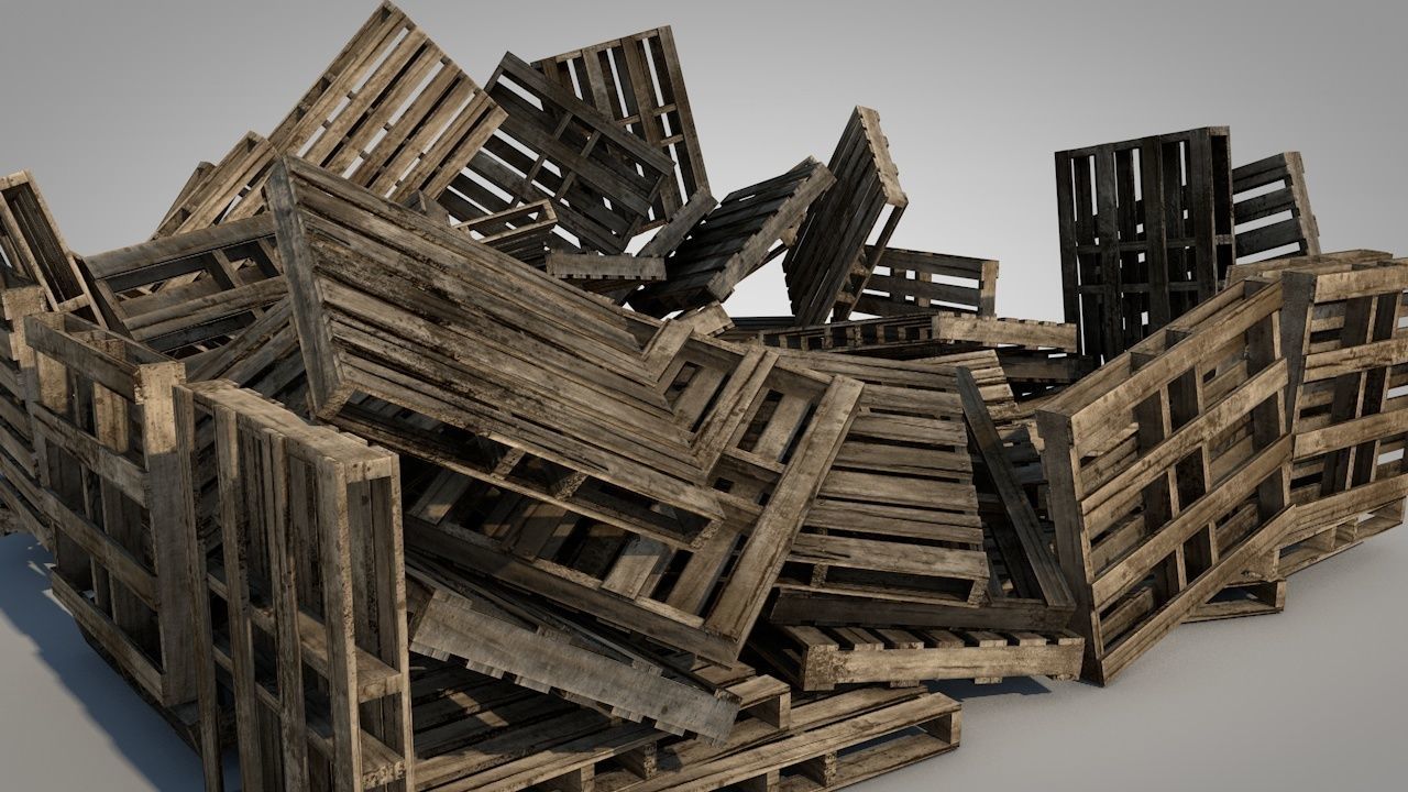 Dirty Wooden Pallets Low-poly 3D model_8