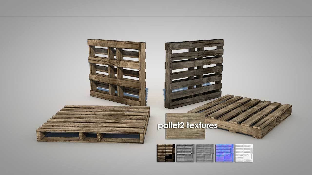 Dirty Wooden Pallets Low-poly 3D model_3