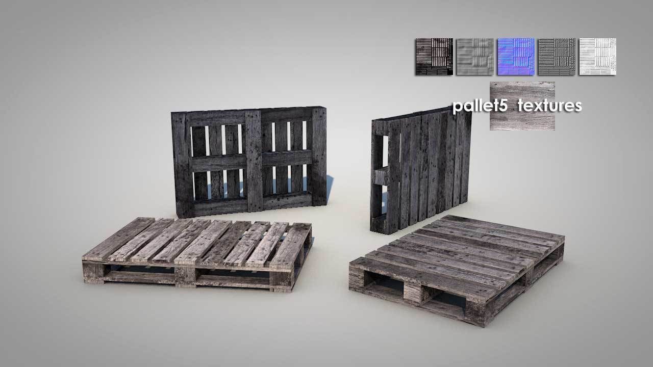 Dirty Wooden Pallets Low-poly 3D model_6