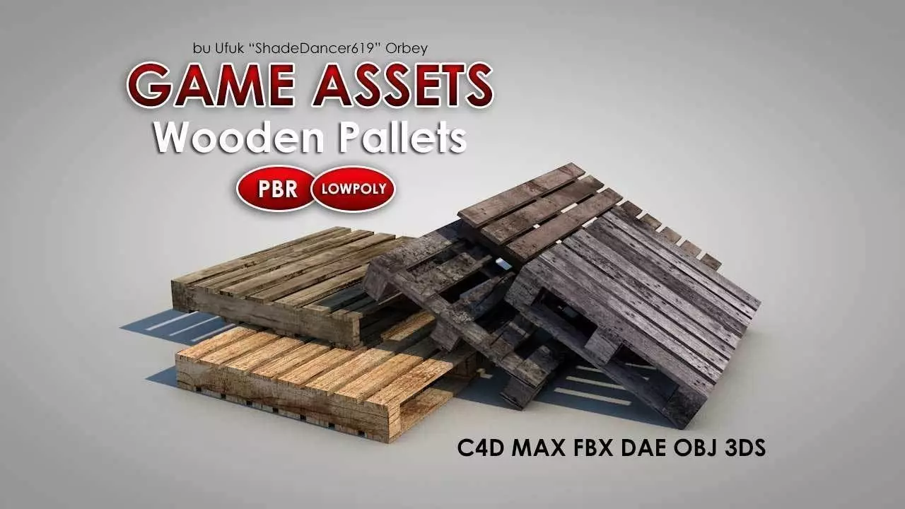 Dirty Wooden Pallets Low-poly 3D model_0