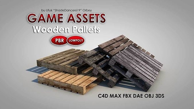 Dirty Wooden Pallets Low-poly 3D model