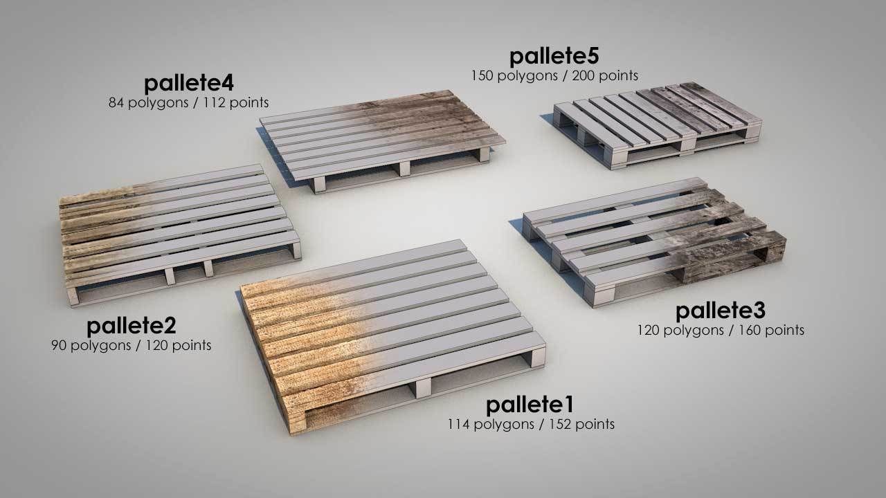 Dirty Wooden Pallets Low-poly 3D model_1