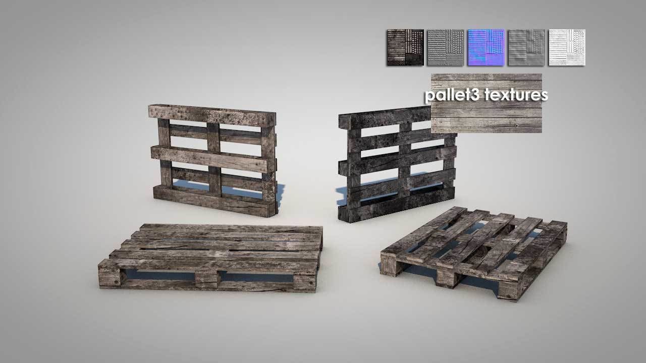 Dirty Wooden Pallets Low-poly 3D model_4