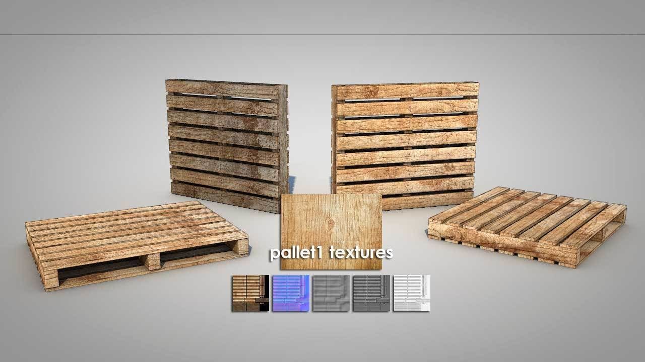 Dirty Wooden Pallets Low-poly 3D model_2