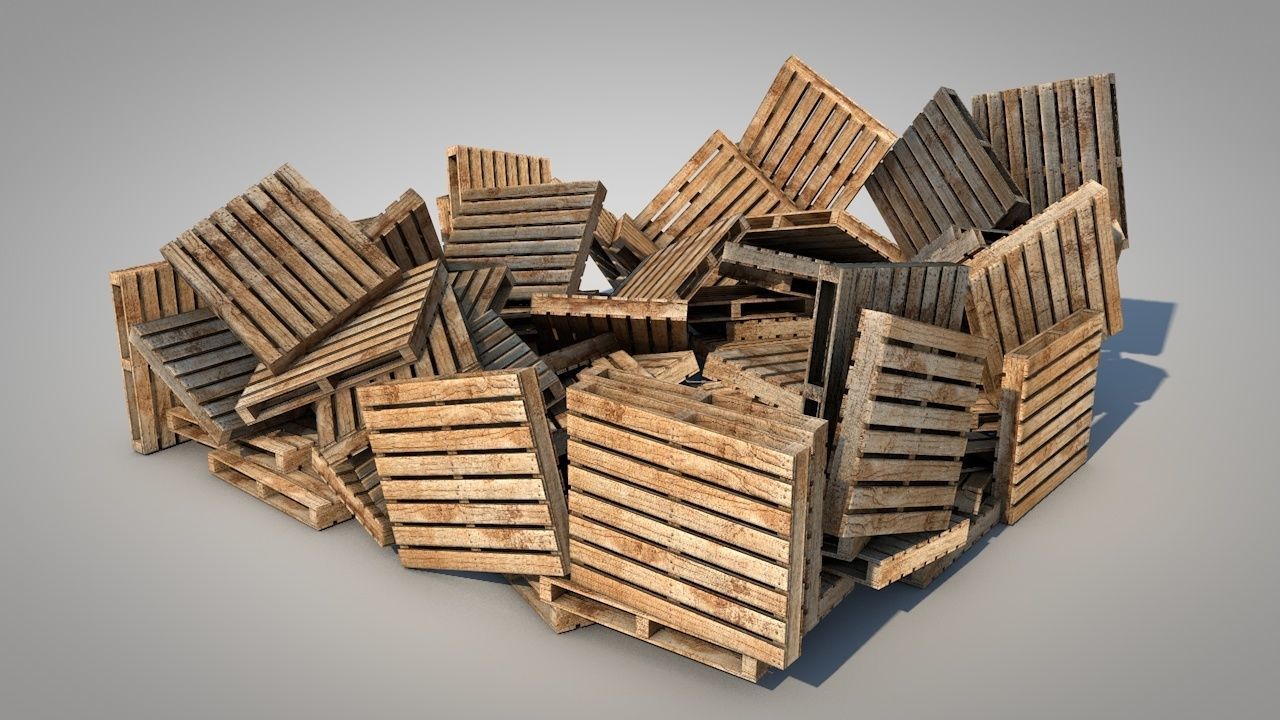Dirty Wooden Pallets Low-poly 3D model_7
