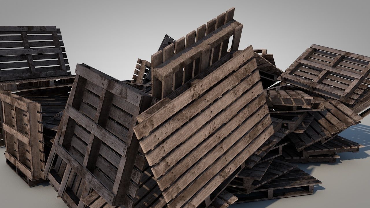 Dirty Wooden Pallets Low-poly 3D model_10