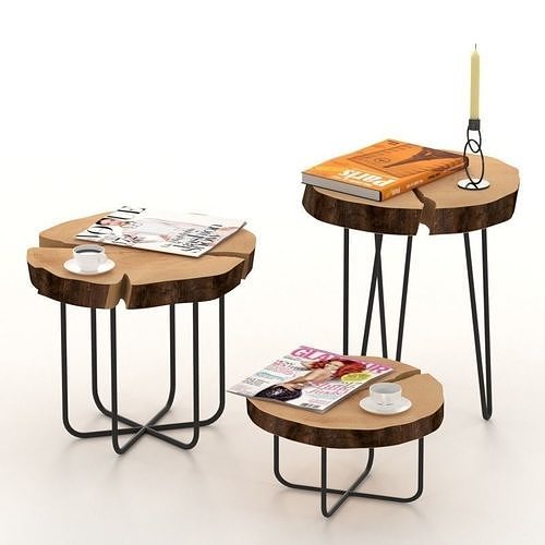 Slab coffee table set 3D model