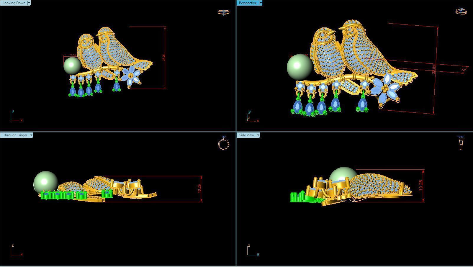 bird necklace 3D model_2