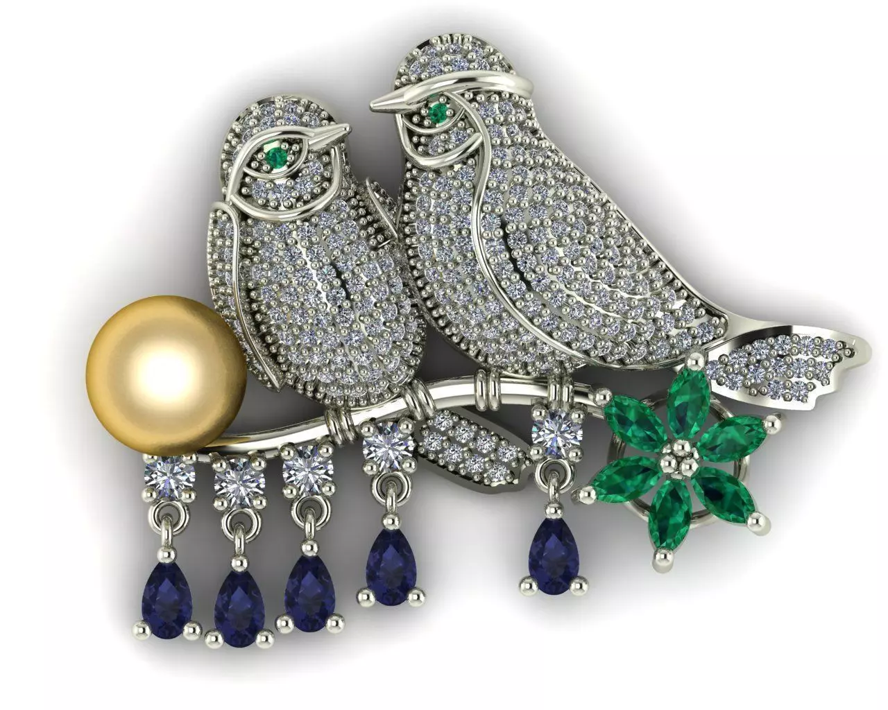 bird necklace 3D model_0