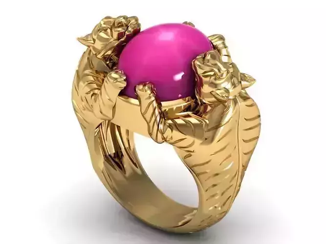 Tiger ring gem oval