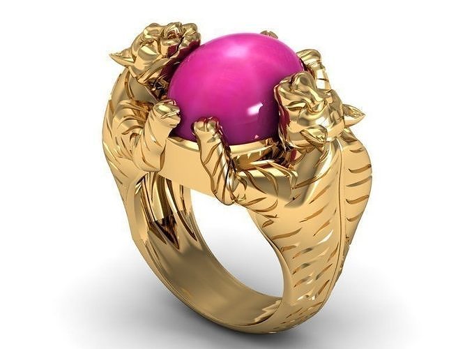 Tiger ring gem oval 3D model
