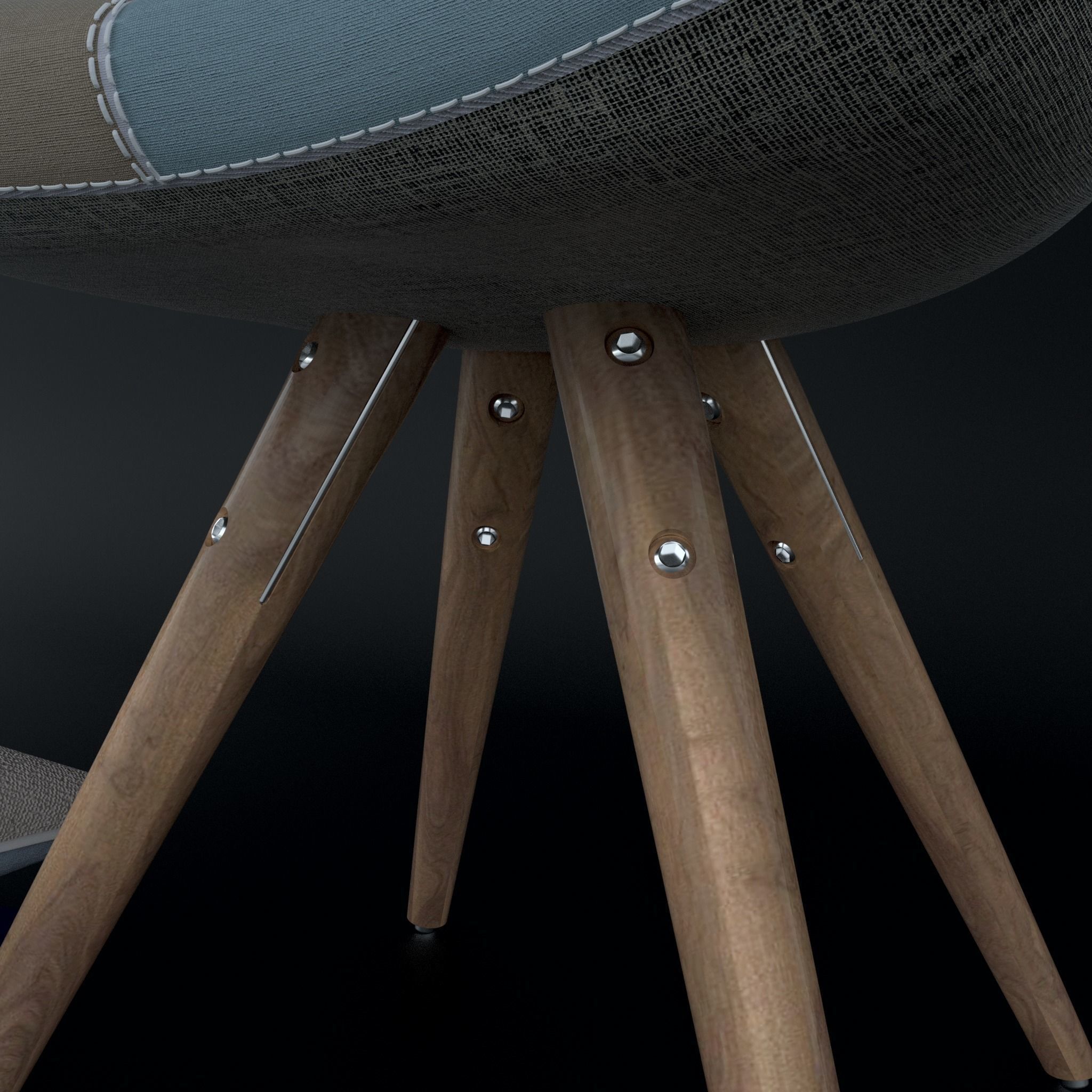 Patchwork chair and pillow 3D model_3