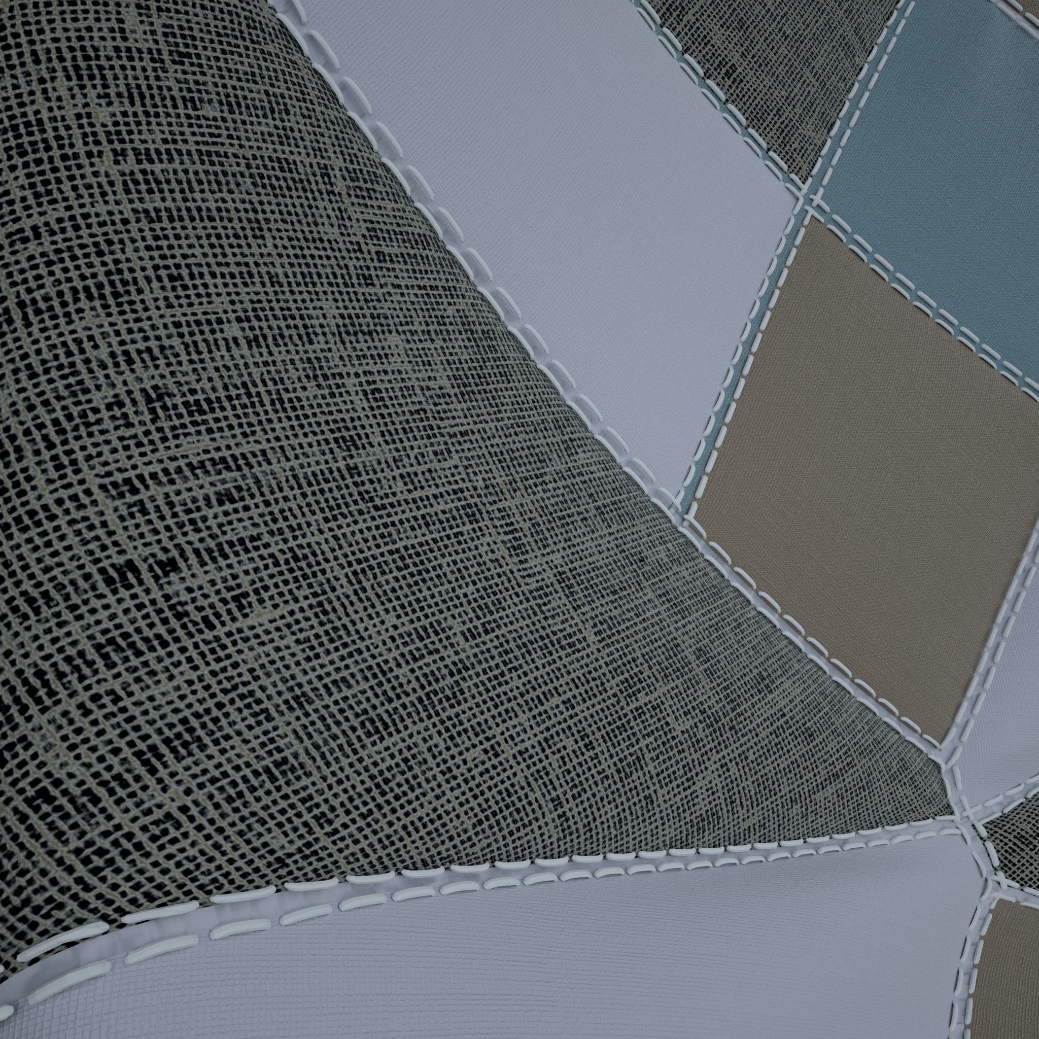 Patchwork chair and pillow 3D model_2