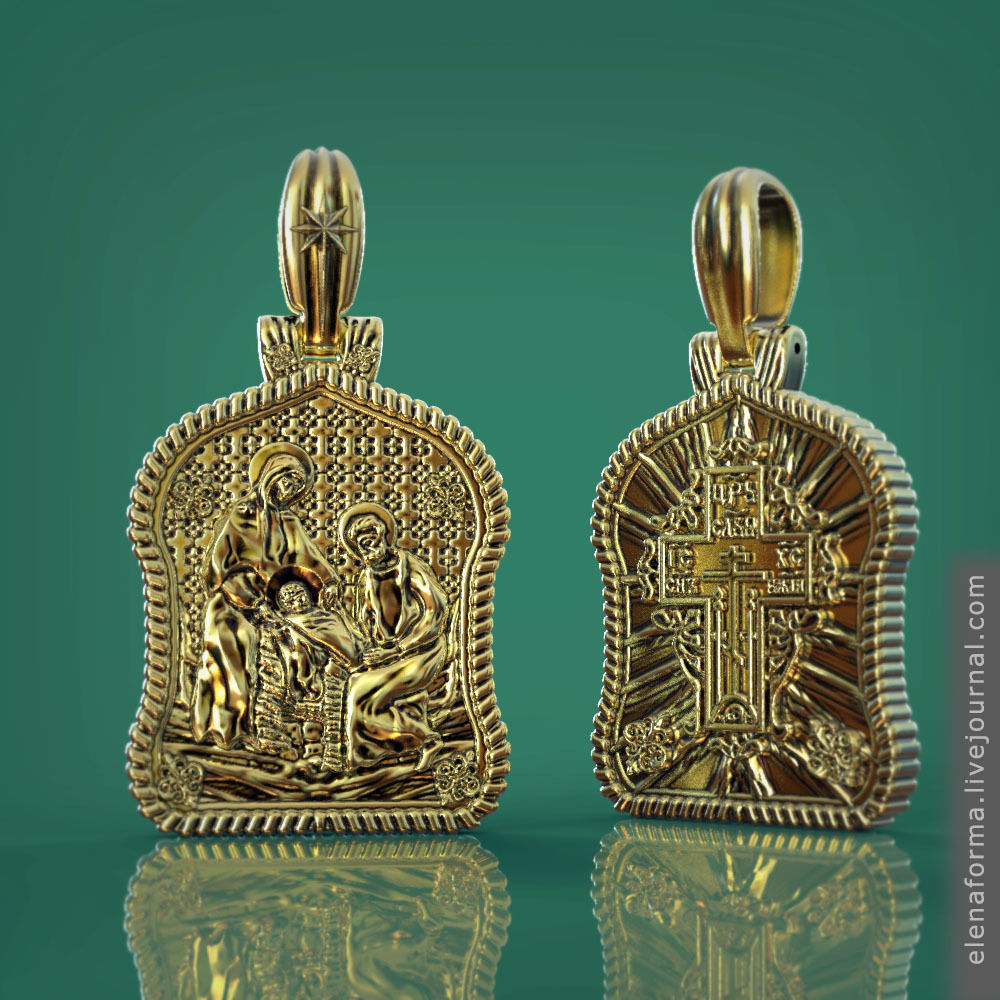 Holy family icon with cross on the other side and Christmas star 3D print model_5