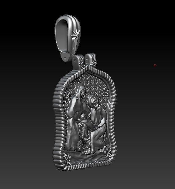 Holy family icon with cross on the other side and Christmas star 3D print model_16