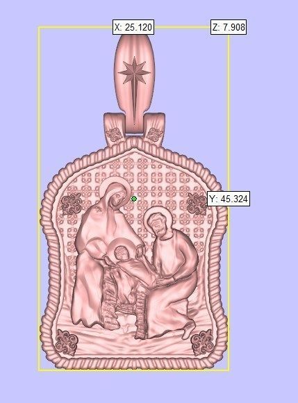 Holy family icon with cross on the other side and Christmas star 3D print model_9