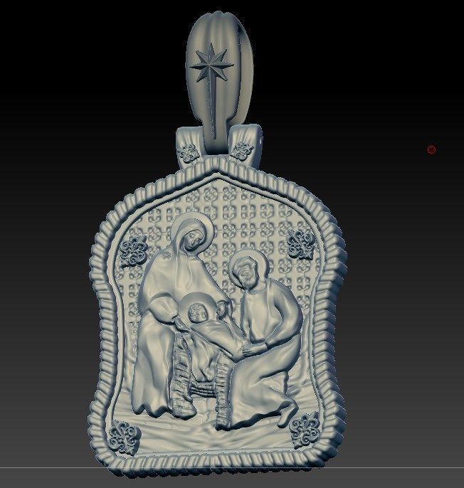 Holy family icon with cross on the other side and Christmas star 3D print model_11