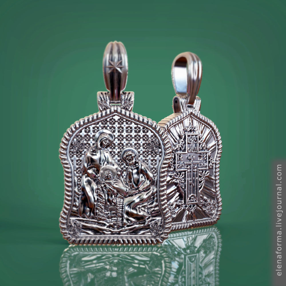 Holy family icon with cross on the other side and Christmas star 3D print model_4