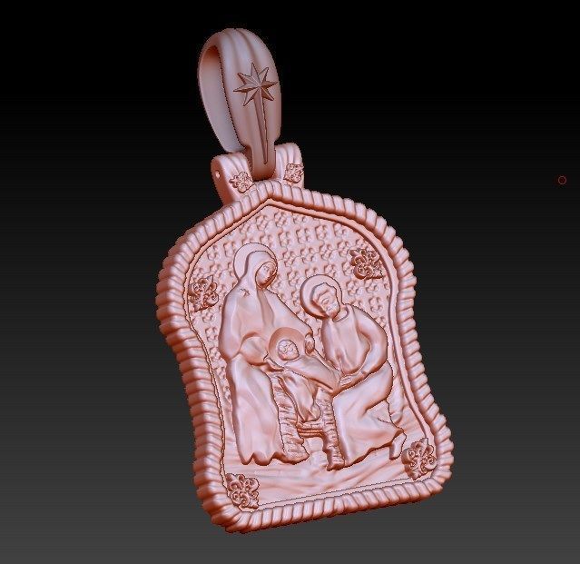 Holy family icon with cross on the other side and Christmas star 3D print model_23