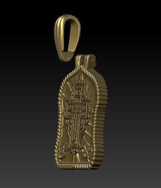 Holy family icon with cross on the other side and Christmas star 3D print model_17