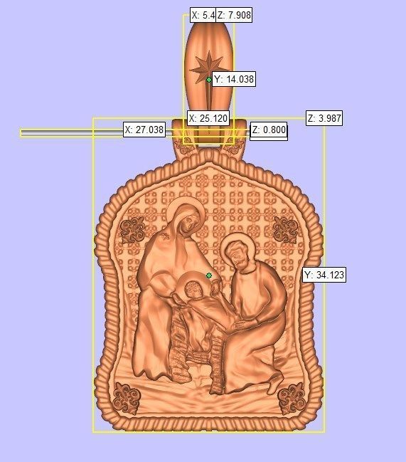 Holy family icon with cross on the other side and Christmas star 3D print model_8