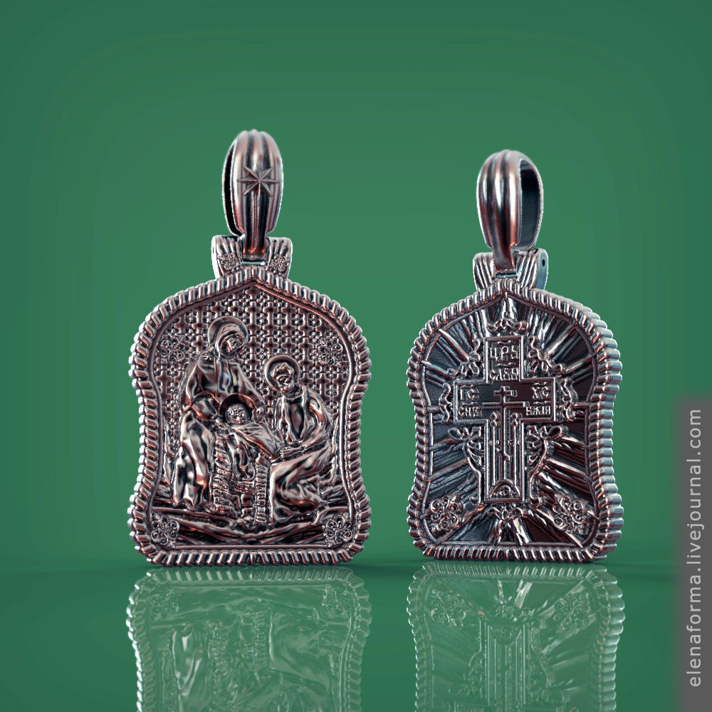 Holy family icon with cross on the other side and Christmas star 3D print model_7