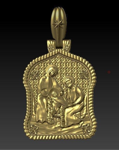 Holy family icon with cross on the other side and Christmas star 3D print model_10