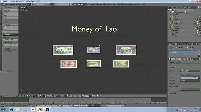 Paper - money models of Lao Low-poly 3D model